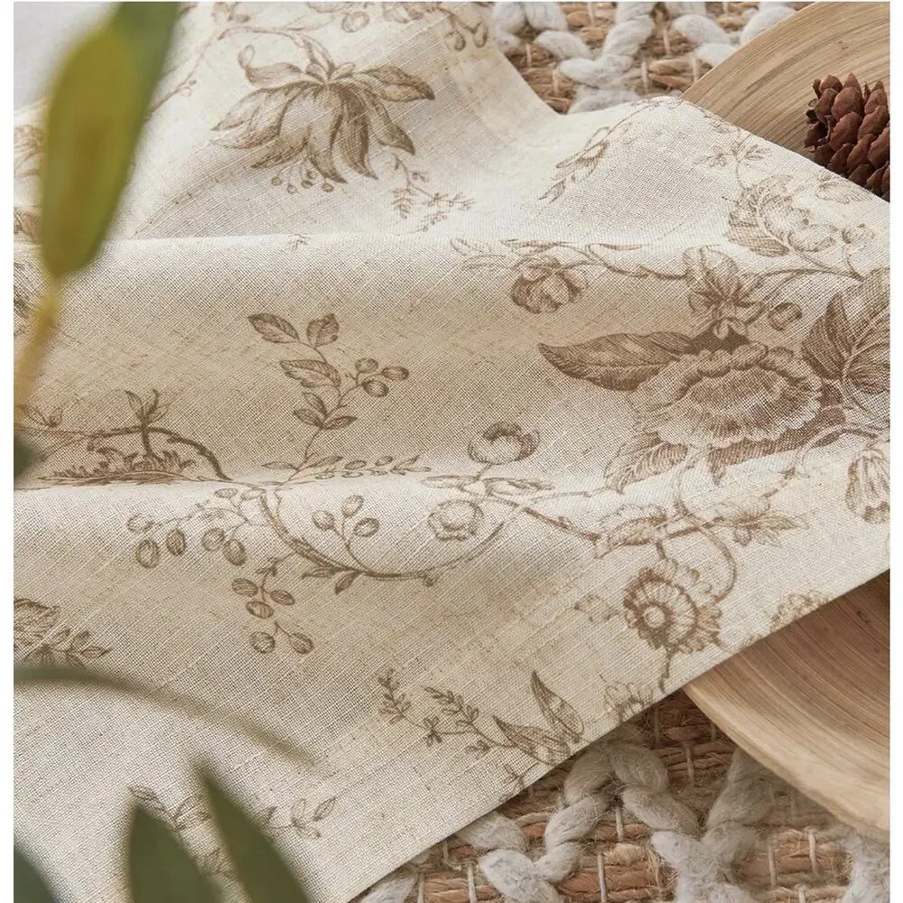 Amlie Floral Kitchen Curtains 30 Inch Length Linen Cafe Curtains Taupe 2 Panel